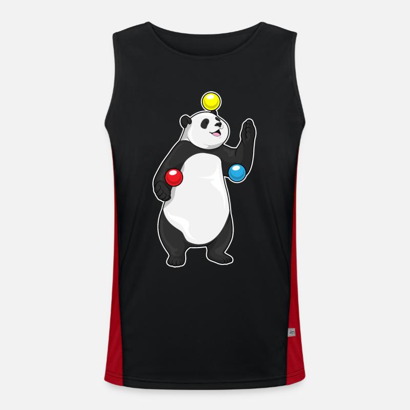 Panda Juggler Juggling - Men's Functional Contrast Tank Top - black/red