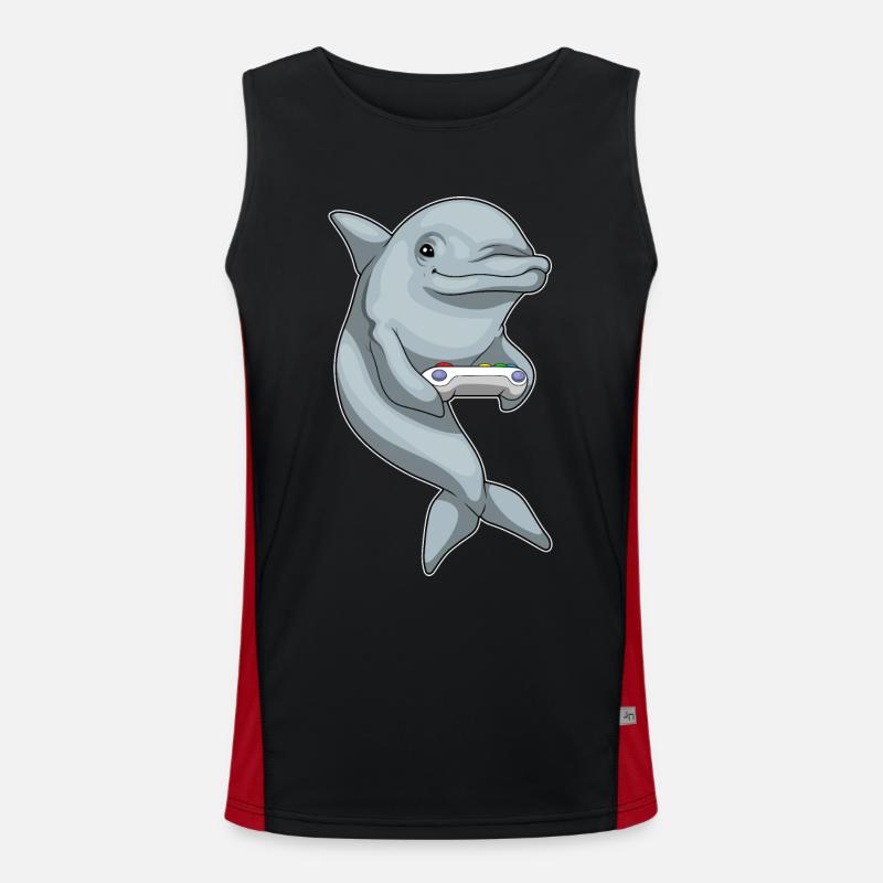 Dolphin Gamer Controller - Men's Functional Contrast Tank Top  - black/red