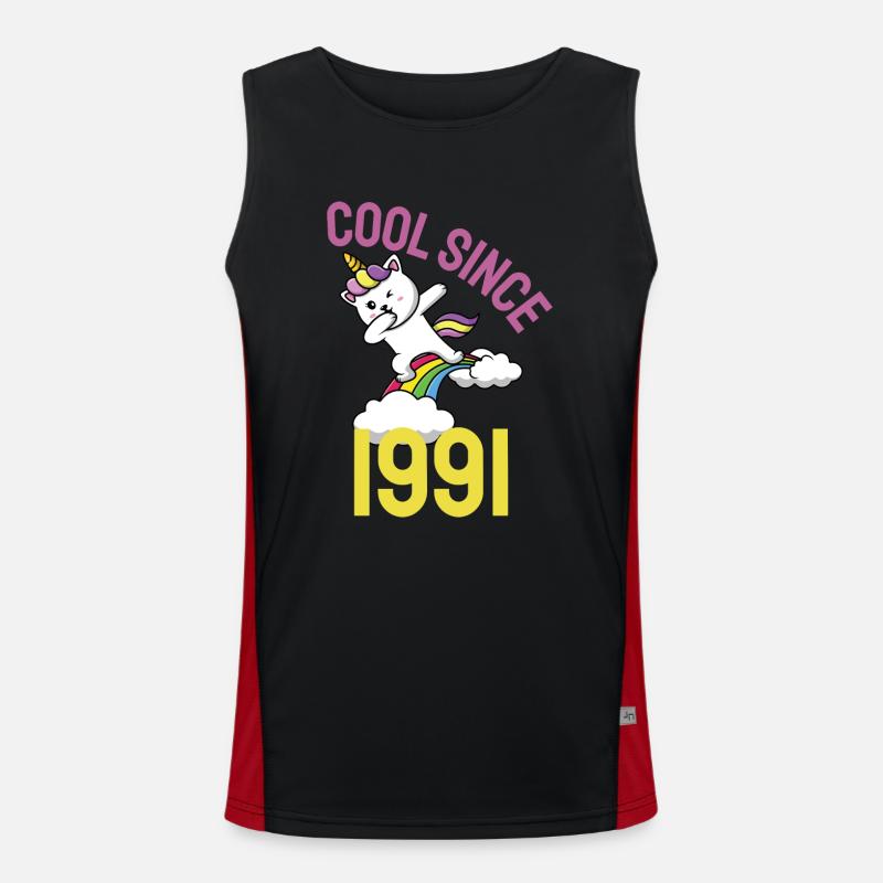 Cool seit 1981 Dabbing Katze 41. Geburtstag Funktionelles Kontrast-Tank Top für Männer 