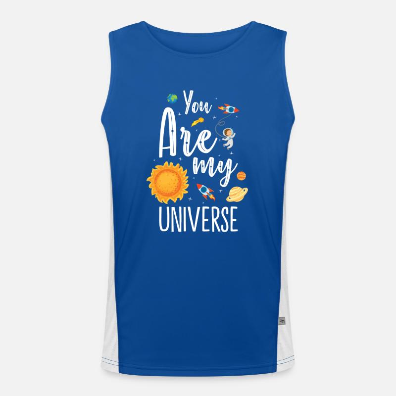 Stars planets spaceship galaxy Men's Functional Contrast Tank Top 