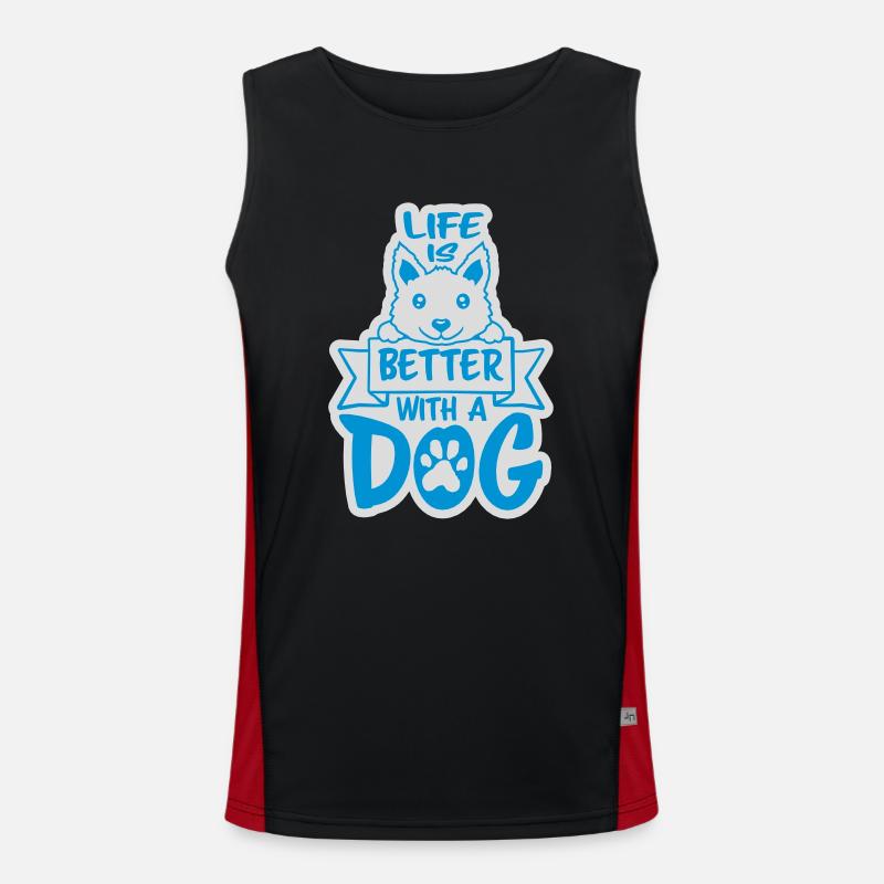 better with a dog - Men's Functional Contrast Tank Top  - black/red