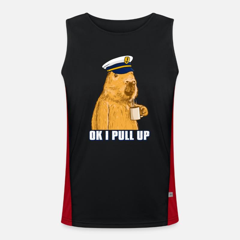 Captain Capybara Ok i Pull Up Men's Functional Contrast Tank Top 
