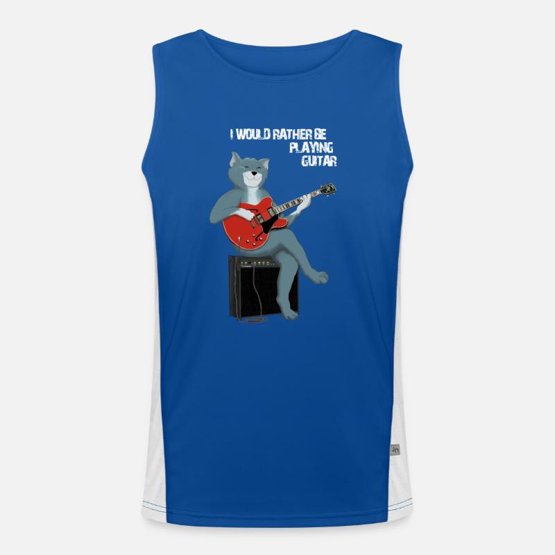 I WOULD RATHER BE PLAYING GUITAR - CAT Men's Functional Contrast Tank Top 