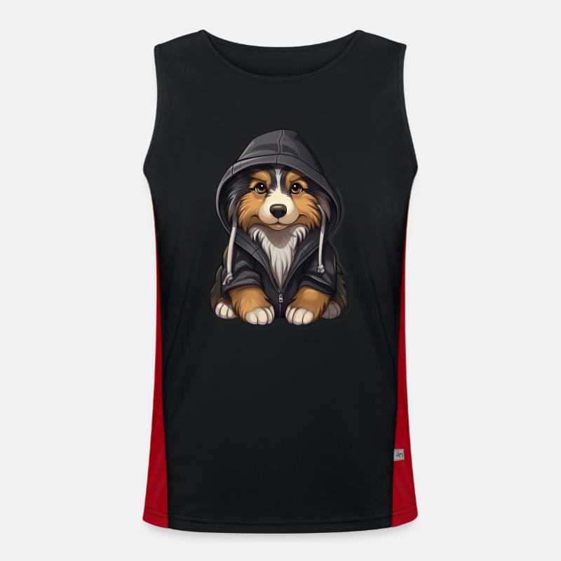Cooler Australian Shepherd in Freizeitkleidung Funktionelles Kontrast-Tank Top für Männer 
