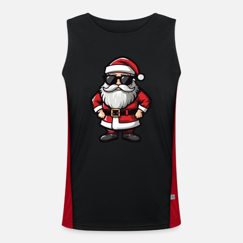 Weihnachtsmann Comic Santa Funktionelles Kontrast-Tank Top für Männer 