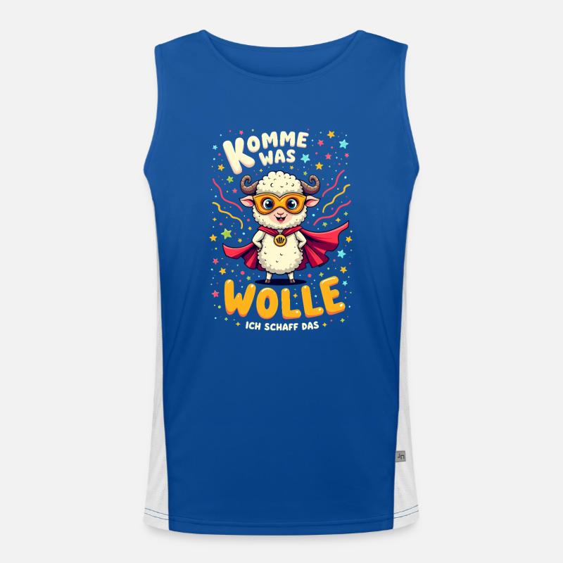 Komme Was Wolle Ich Schaff Das Karneval Schaf Funktionelles Kontrast-Tank Top für Männer 