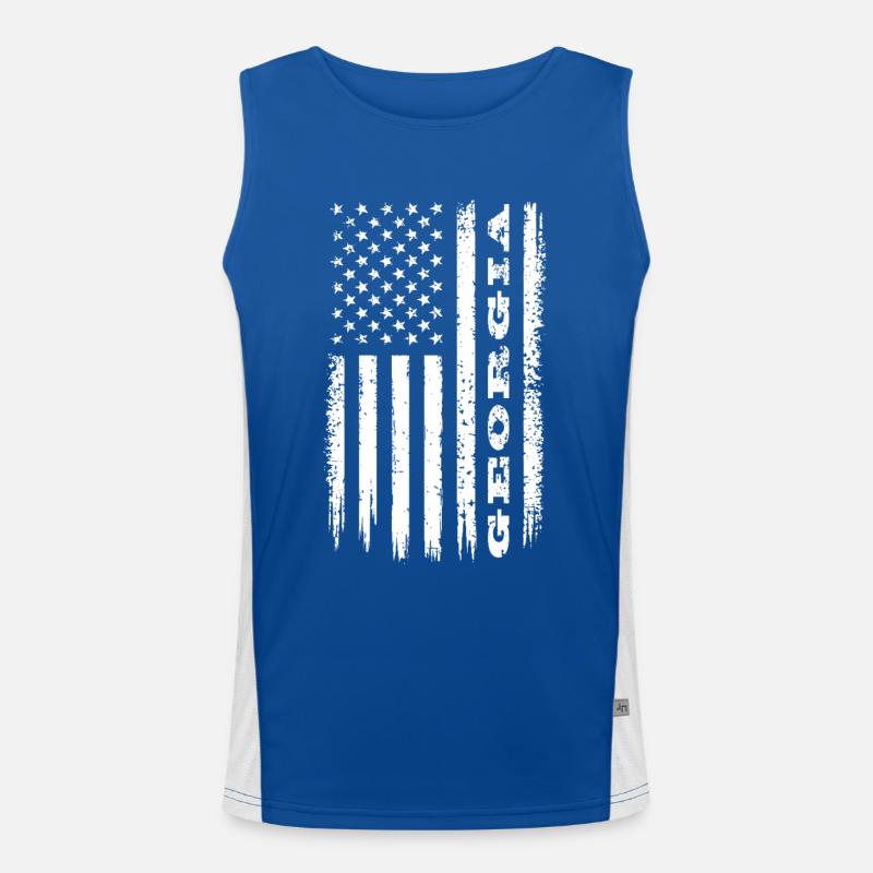 Drapeau des États-Unis Géorgie Cadeau de l’État Débardeur respirant contrasté Homme 