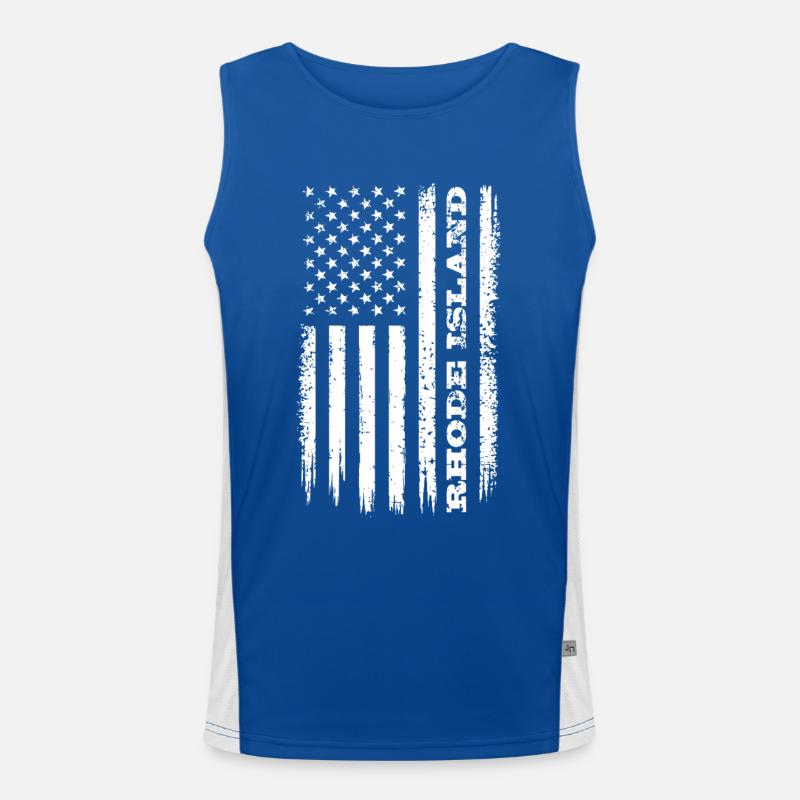 Flagge USA Rhode Island Bundesstaat Geschenk Funktionelles Kontrast-Tank Top für Männer 