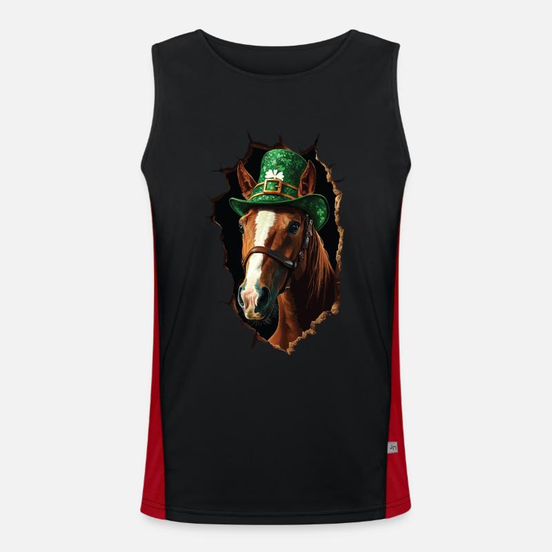 St. Patrick Pferd Funktionelles Kontrast-Tank Top für Männer 