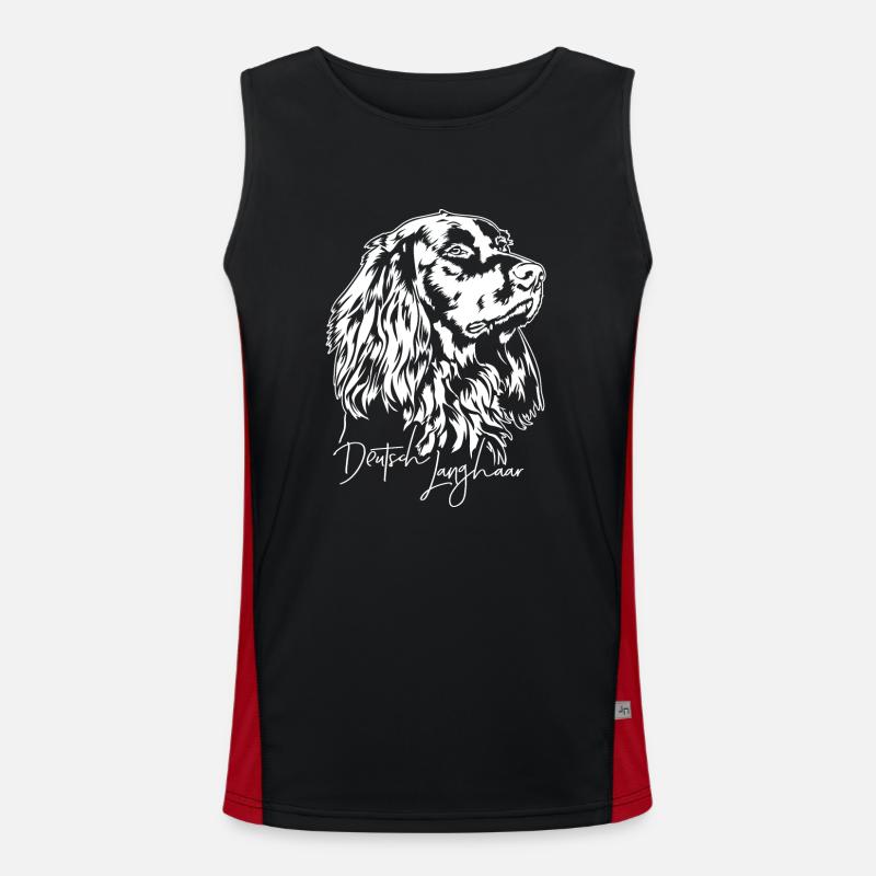 Deutsch Langhaar Portrait Jagdhunde Hund Wilsigns Funktionelles Kontrast-Tank Top für Männer 