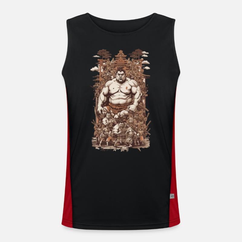 Retro Sumoringer Japanische Kampfkunst Collage Funktionelles Kontrast-Tank Top für Männer 