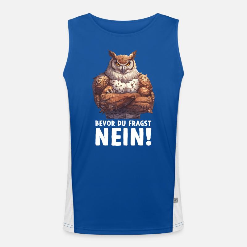 Eule Eulen Vogel Wald Uhu Bevor du fragst Nein Funktionelles Kontrast-Tank Top für Männer 