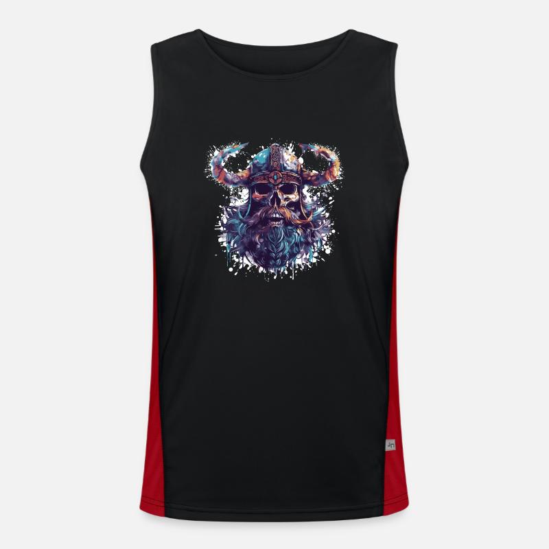Viking Skull - Men's Functional Contrast Tank Top  - black/red