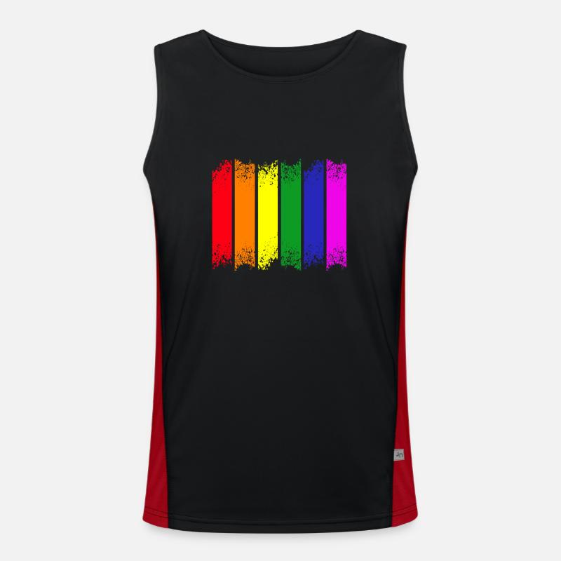 Rainbow Stripes Pride Men's Functional Contrast Tank Top 