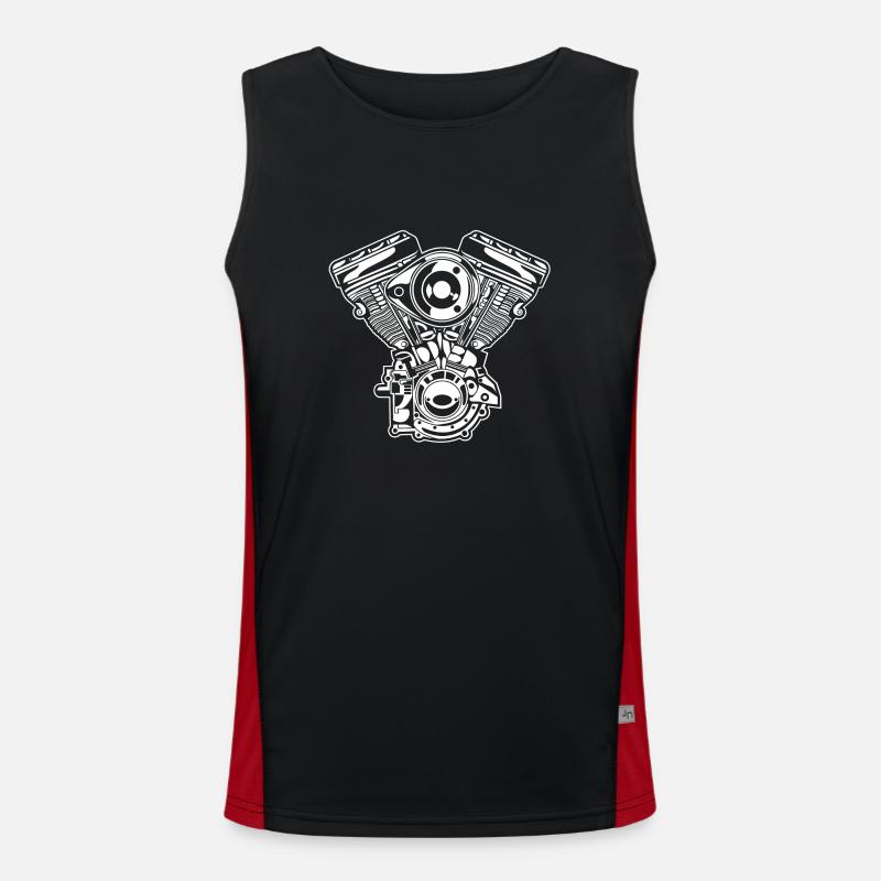 Motorcycle Engine / Engine 01_white - Men's Functional Contrast Tank Top - black/red