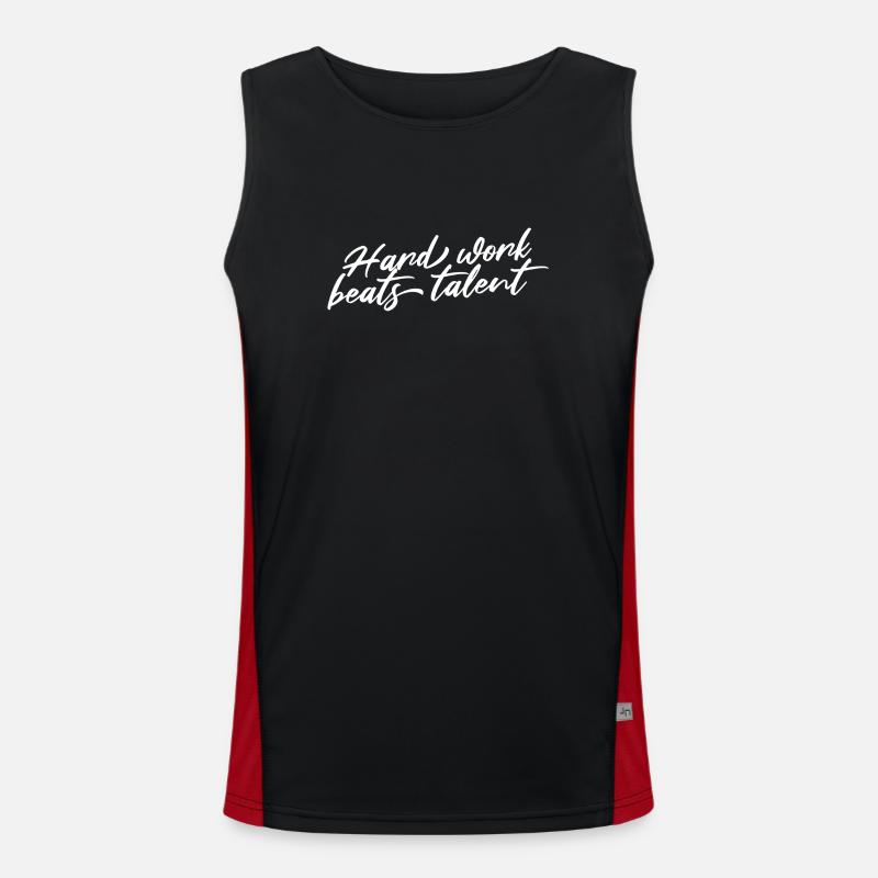 HARD WORK BEATS TALENT - Men's Functional Contrast Tank Top - black/red