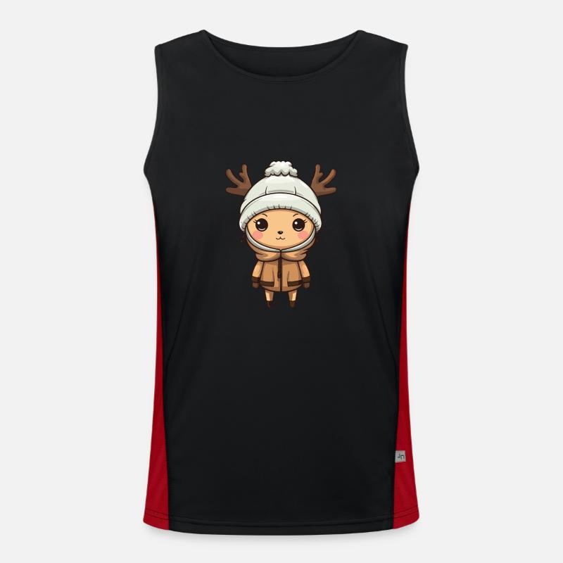 Deer Winter Comic - Men's Functional Contrast Tank Top  - black/red