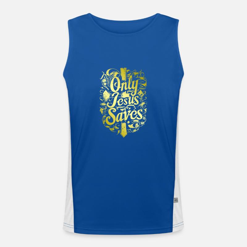 Nur Jesus Christus Rettet Bibelvers Spruch Glaube Funktionelles Kontrast-Tank Top für Männer 