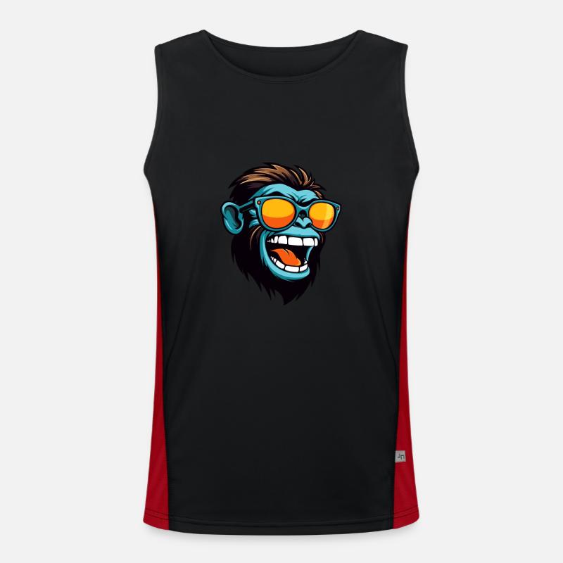 Monkey Head Portrait Cool - Men's Functional Contrast Tank Top  - black/red