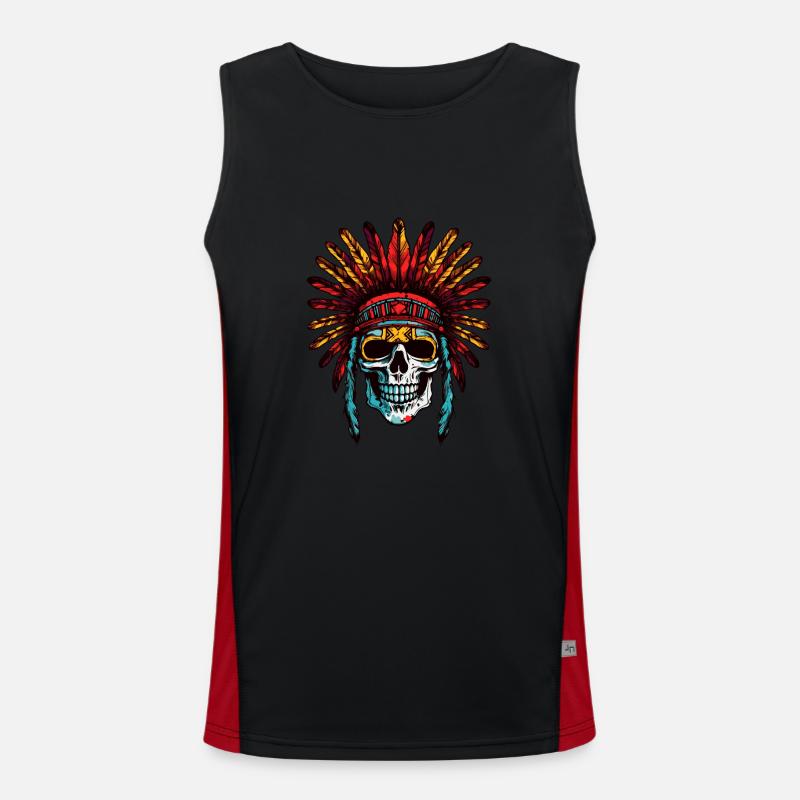 Apache Skull Indian - Men's Functional Contrast Tank Top  - black/red