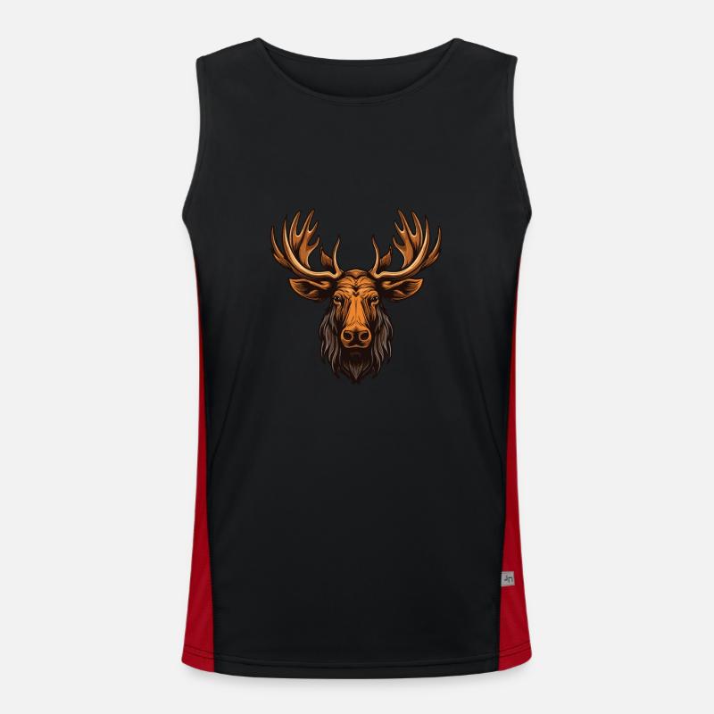 Elch Porträt Funktionelles Kontrast-Tank Top für Männer 