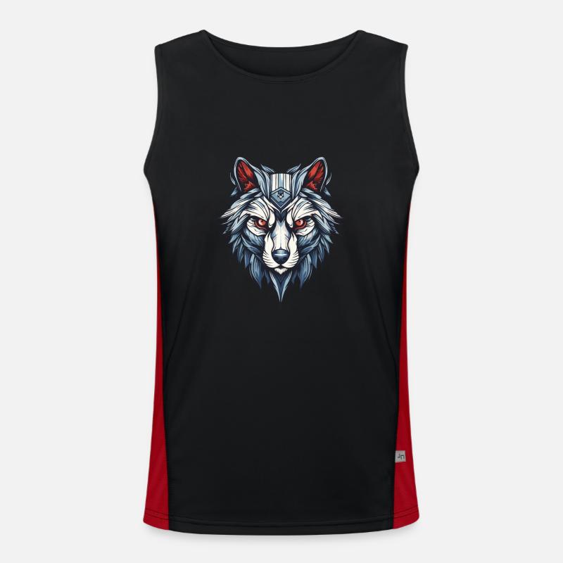 Wolf Porträt Funktionelles Kontrast-Tank Top für Männer 