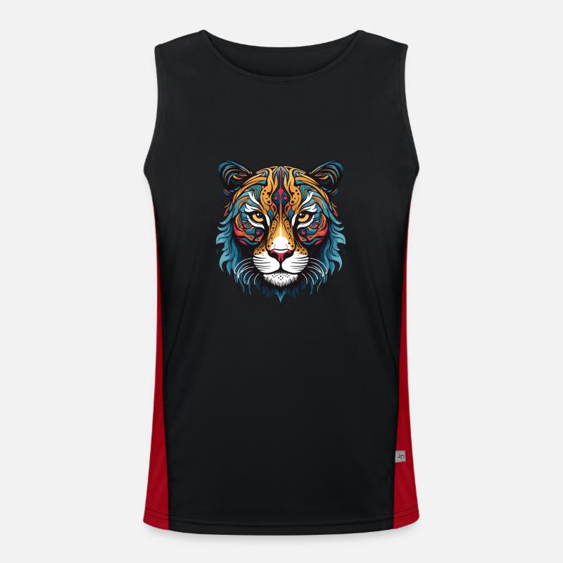 Cheetah Portrait - Men's Functional Contrast Tank Top - black/red