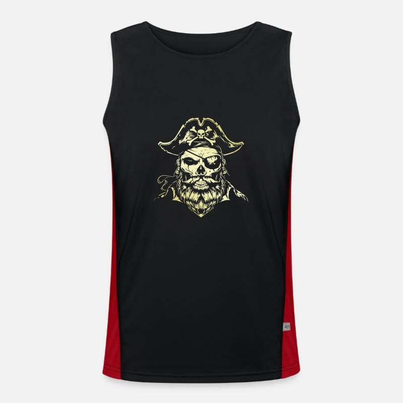 Pirate Skull - Men's Functional Contrast Tank Top  - black/red