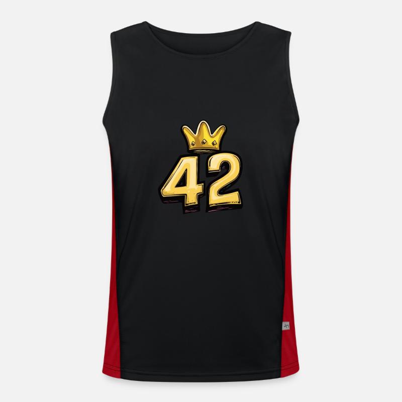 42 Number Jersey Crown - Men's Functional Contrast Tank Top  - black/red