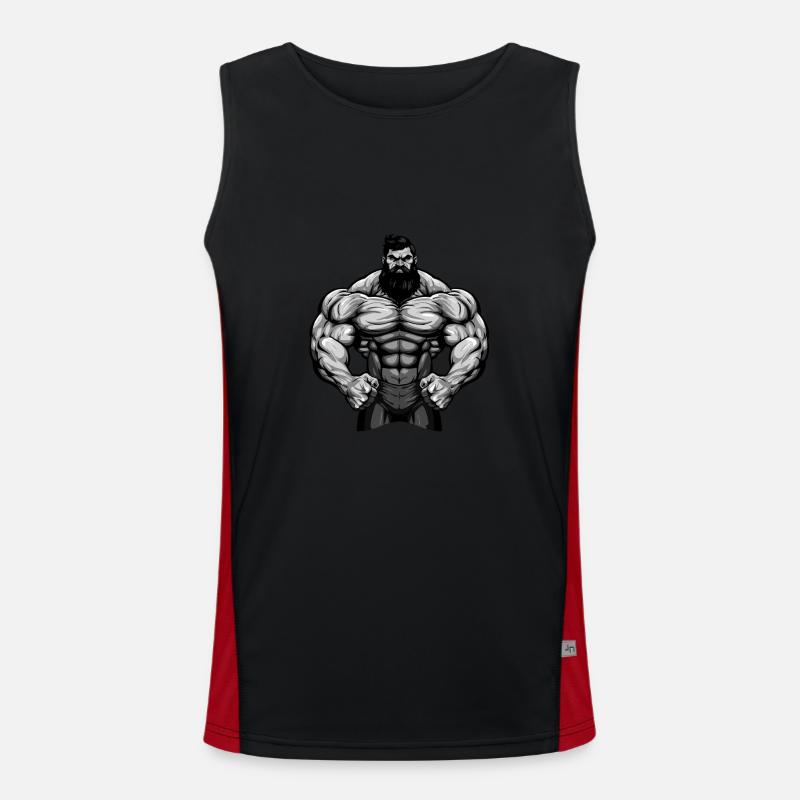 Bodybuilder Fighter Muscles - Men's Functional Contrast Tank Top  - black/red