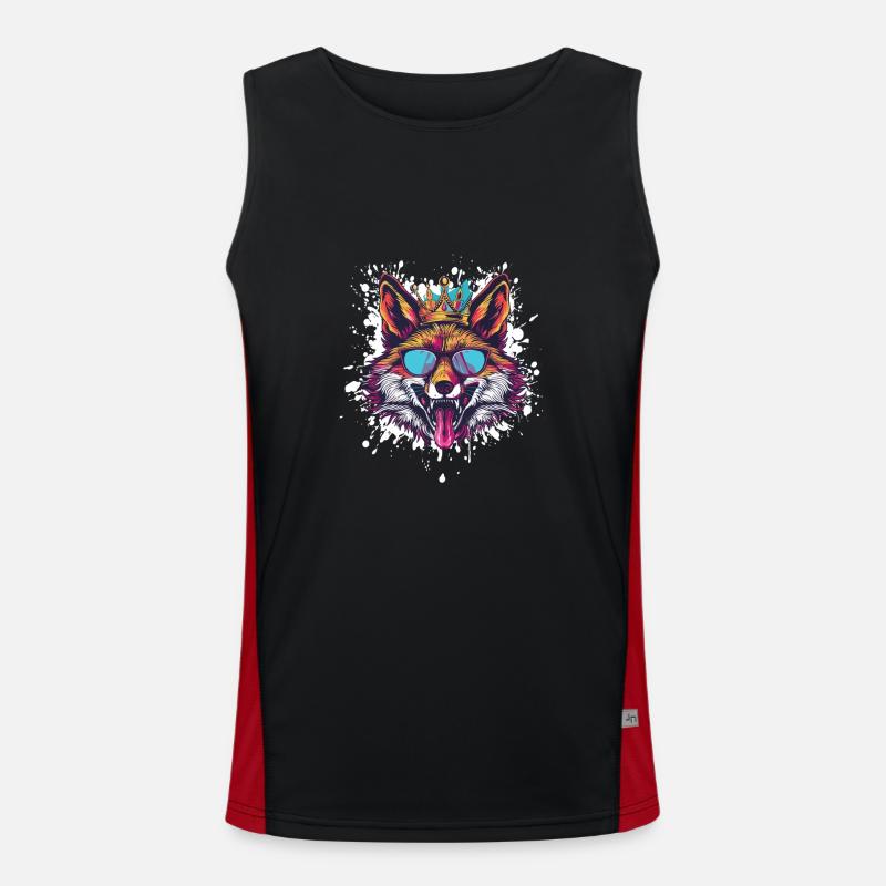 Fox Funny - Men's Functional Contrast Tank Top  - black/red