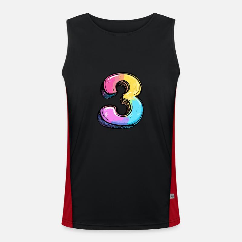3 Number Comic - Men's Functional Contrast Tank Top  - black/red
