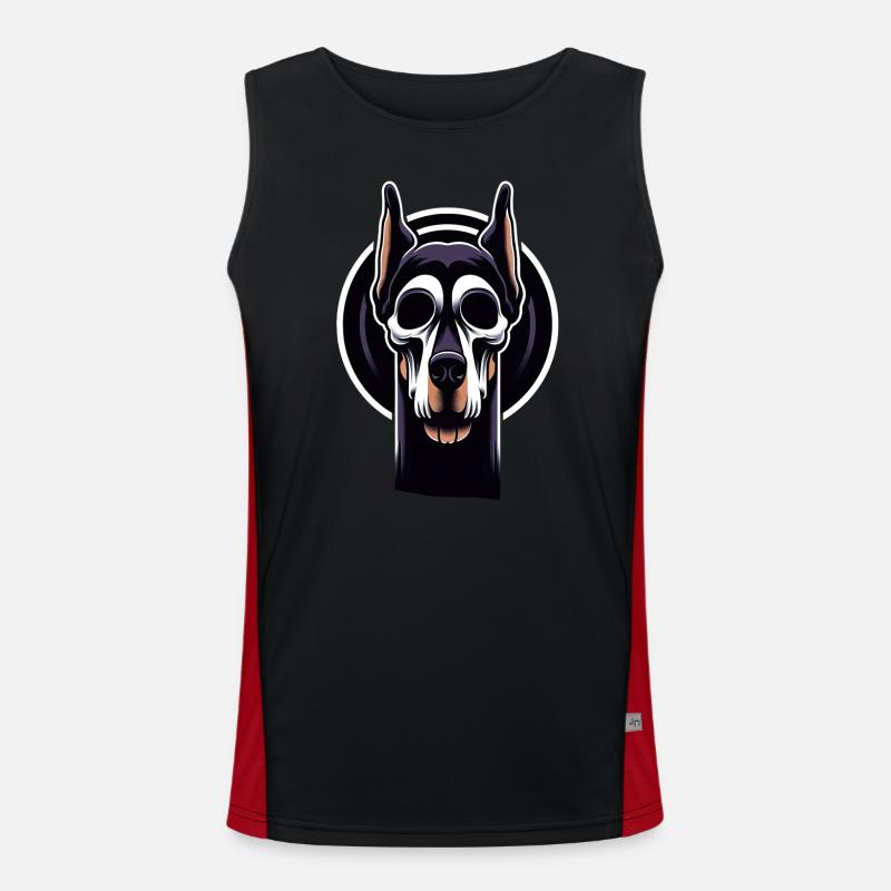 Neon Doberman Skull Edge - Men's Functional Contrast Tank Top  - black/red