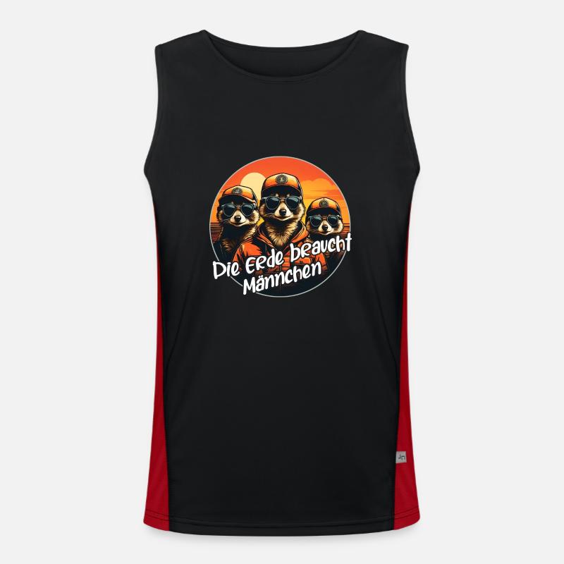 Coole Erdmännchen lustiger Erdmännchenspruch Funktionelles Kontrast-Tank Top für Männer 