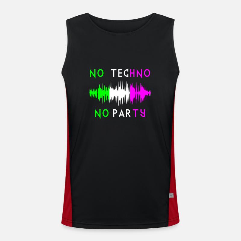 Kein Techno, kein Partymusik-Zitat Funktionelles Kontrast-Tank Top für Männer 