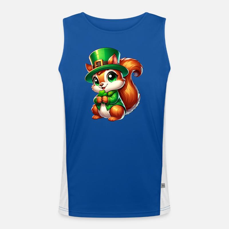 St. Patrick's Day Süßes Eichhörnchen Comic Design Funktionelles Kontrast-Tank Top für Männer 