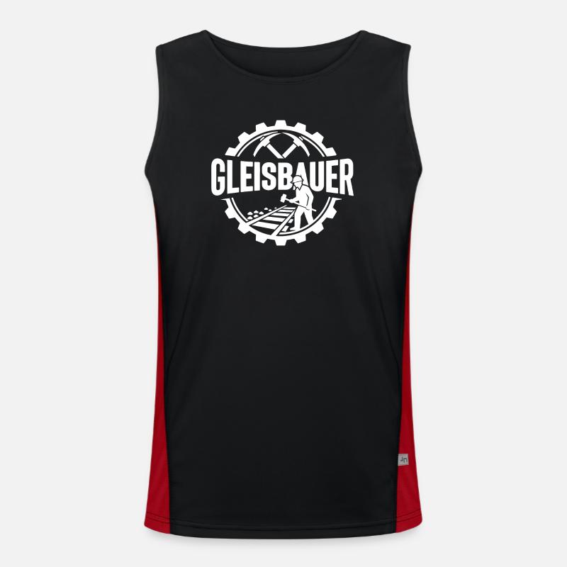 Track Builder Construction Site Railway - Men's Functional Contrast Tank Top  - black/red