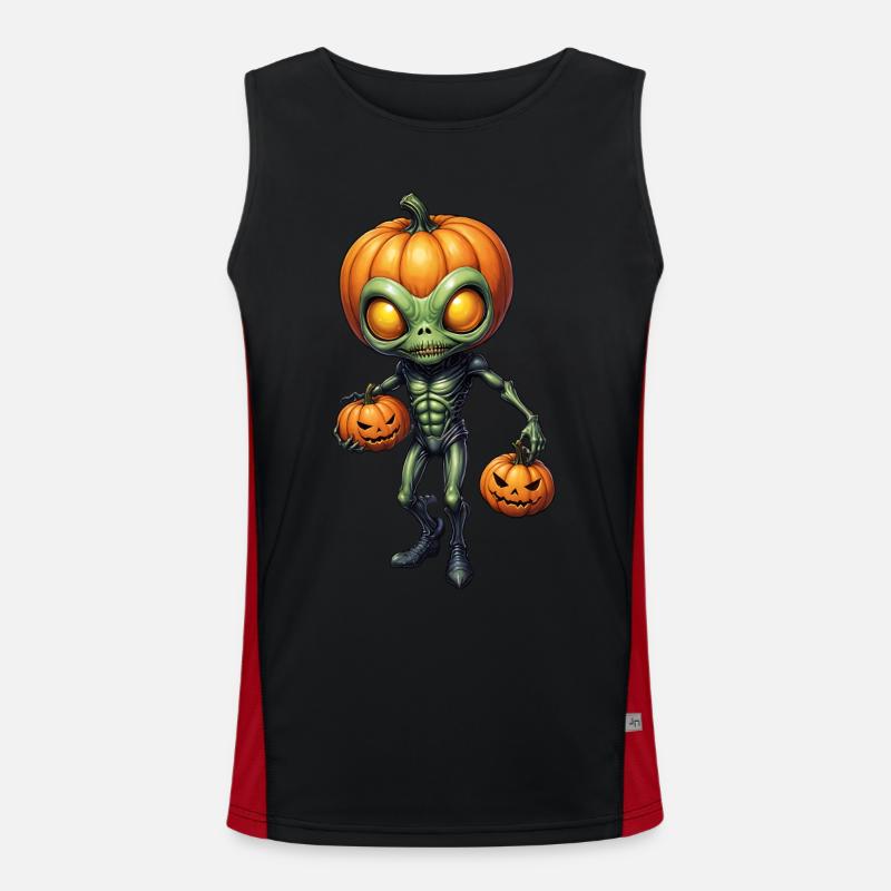 Alien with pumpkin heads Halloween Men's Functional Contrast Tank Top 
