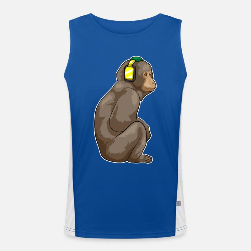 Affe Kopfhörer Musik Funktionelles Kontrast-Tank Top für Männer 