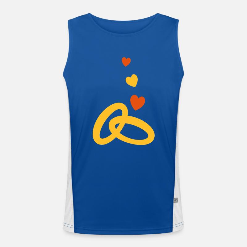 zwei Gold-Ringe mit der Ehe Hochzeit Funktionelles Kontrast-Tank Top für Männer 