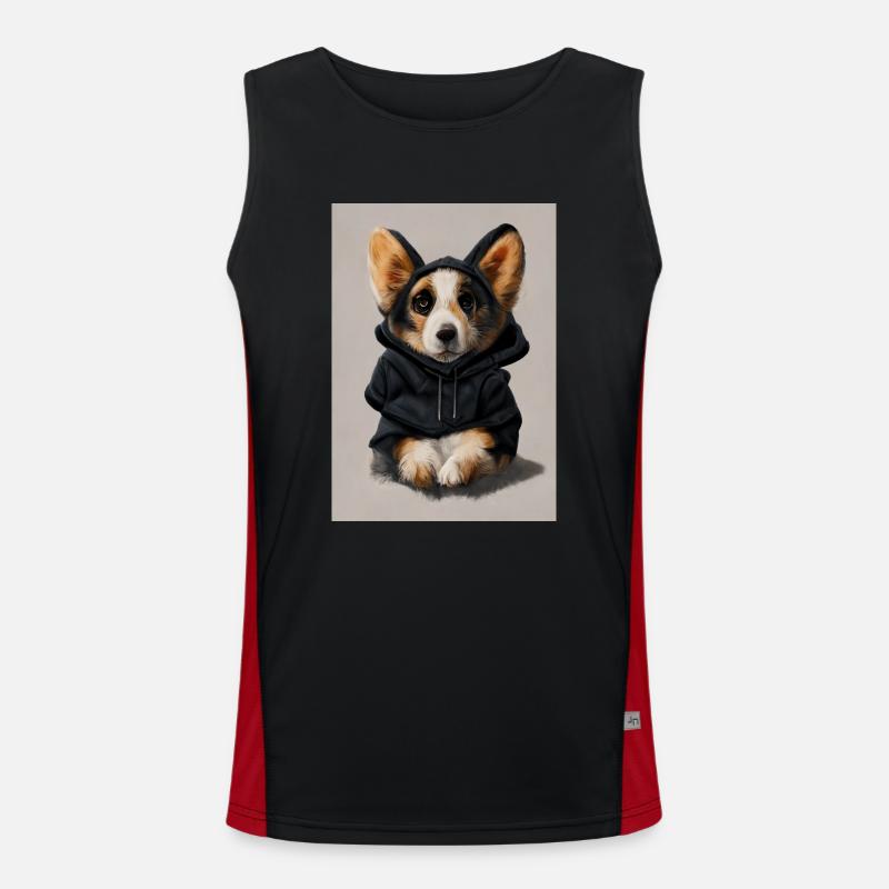 Süßer Corgi im Kapuzenpullover Funktionelles Kontrast-Tank Top für Männer 
