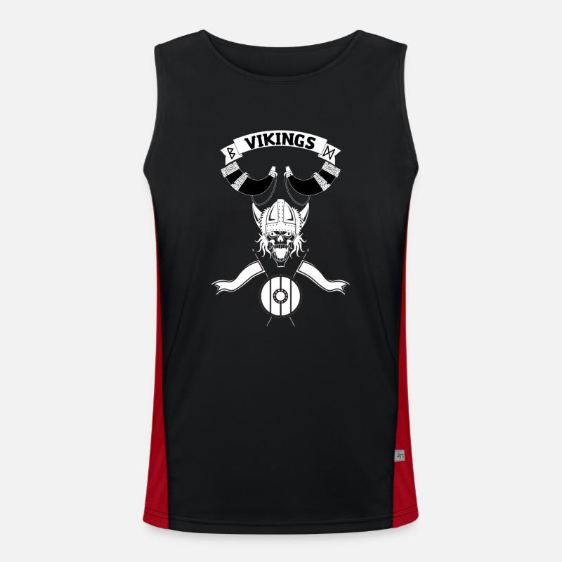 Vikings Wikinger Odin Krieger Rune Schwarz Funktionelles Kontrast-Tank Top für Männer 
