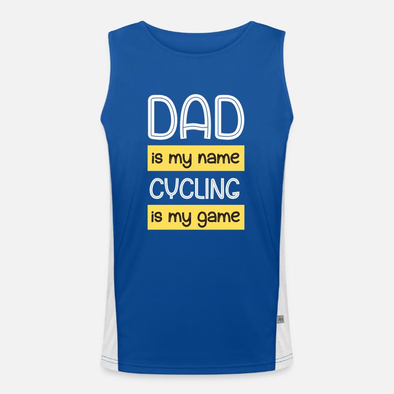 papa est mon nom le cyclisme est mon jeu Débardeur respirant contrasté Homme 