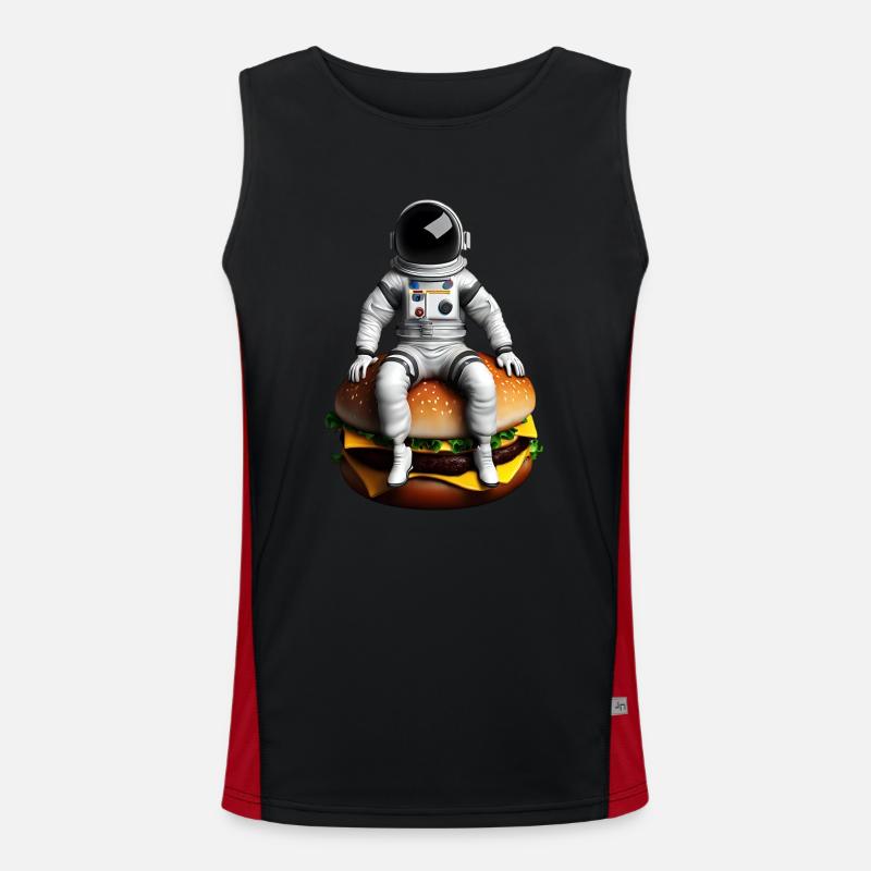 Space Astronaut Cheeseburger Men's Functional Contrast Tank Top 
