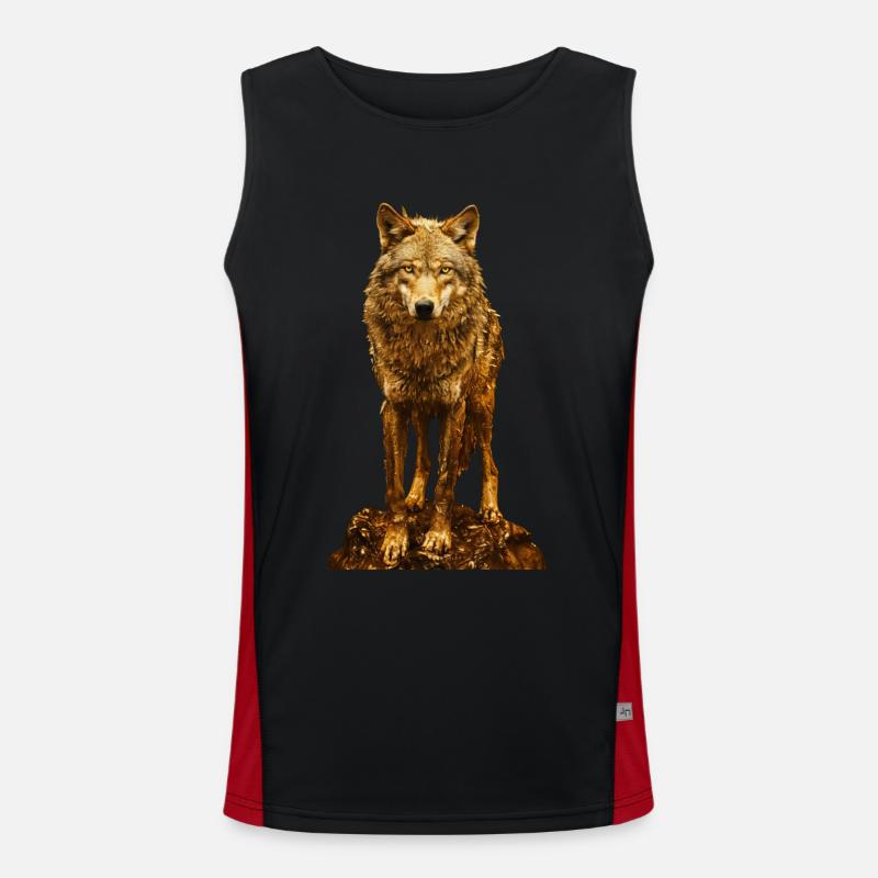 Wolf - Men's Functional Contrast Tank Top - black/red