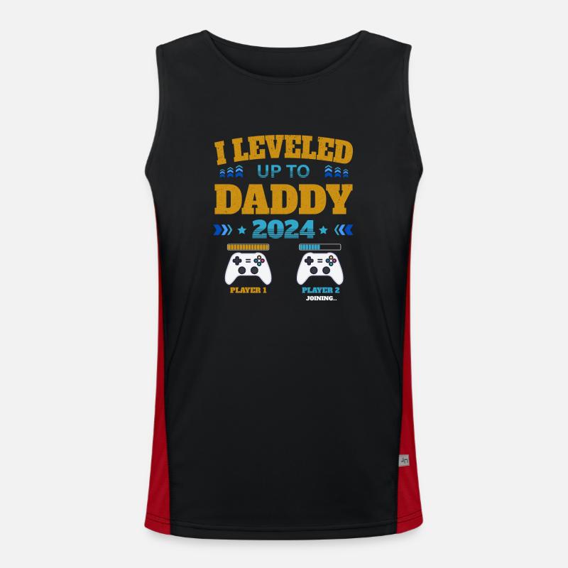 Leveled up to Daddy 2024 Funktionelles Kontrast-Tank Top für Männer 