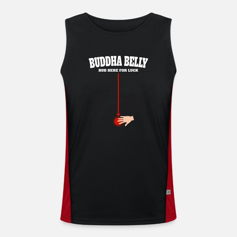 Buddha Belly rub here for luck Men's Functional Contrast Tank Top 
