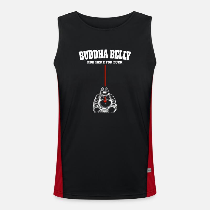 Buddha Belly rub here for luck Men's Functional Contrast Tank Top 