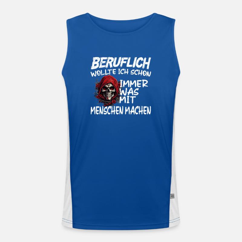 Beruflich was mit Menschen machen - Sensenmann Funktionelles Kontrast-Tank Top für Männer 