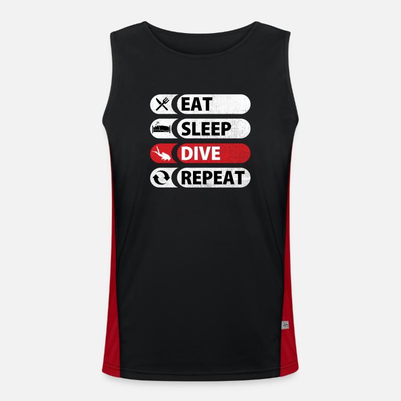 Eat Sleep Dive Repeat - Men's Functional Contrast Tank Top  - black/red